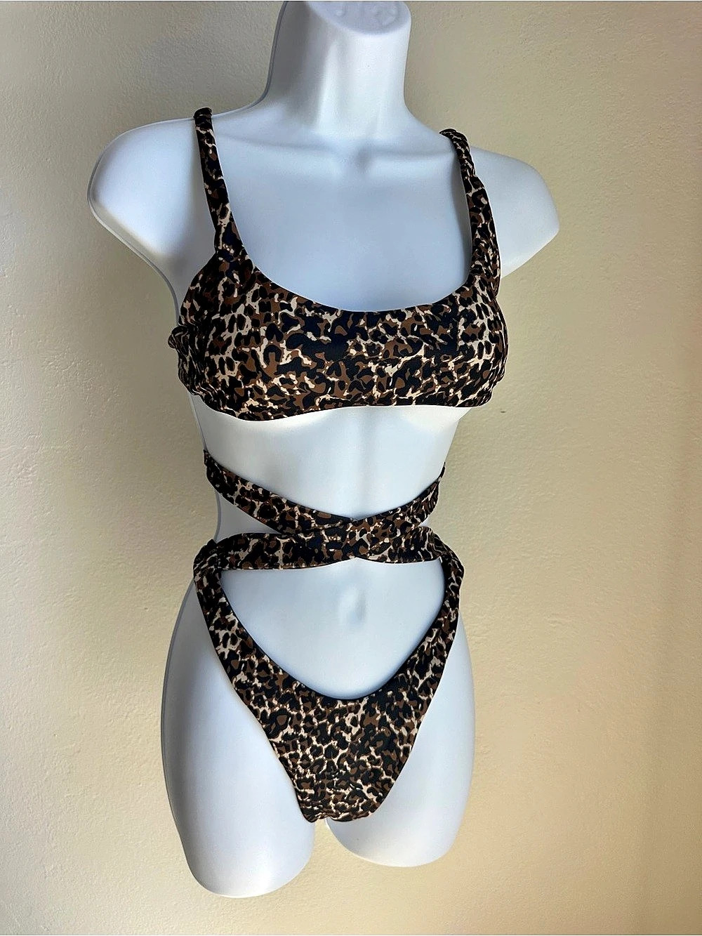Leopard Print String Bikini - Picture 2 of 10